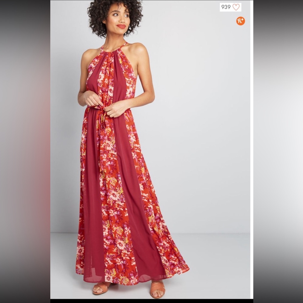 ModCloth Illuminated Elegance Chiffon Maxi Dress